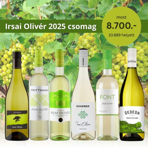 Irsai Olivér újbor csomag 2025 (Nyakas, Schieber, Font, Mészáros, Gedeon, Frittmann)